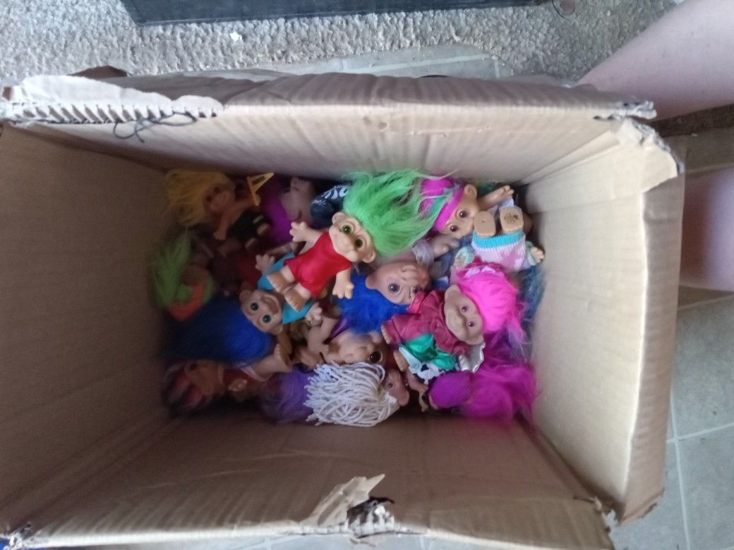 Box Of Vintage Troll Dolls