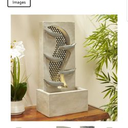 Indoor/Outdoor Water Fountain with Light, 14" x 28", Multicolor