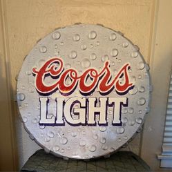 Large Vintage Metal Coors Light Beer Advertising Sign. 4.5 Feet x 4 Inches Depth. In Nice Condition. 
