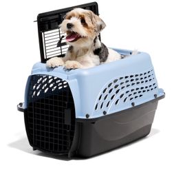 Petmate Two Door Top Load Dog & Cat Kennel, Blue, 24 inches, up to 15-lbs