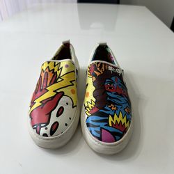 Bally HERALD-SB/007 Multicolor Graphic Leather Slip-On Men's Casual Shoes 9.5