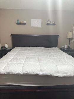 King size bed frame mattress included with matching night stand
