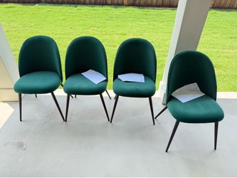 Luxury Dark Green Velvet Dining Chairs (Set of 4) – Brand New