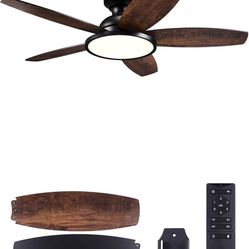 Ceiling Fans with Lights, 42 Inch Ceiling Fan and Remote, Full-spectrum LED Light, 3CCT, 6-Speeds Noiseless Reversible DC Motor, Modern Flush Mount Ce
