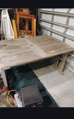 Amish Teak Outdoor Patio Dining Table with chairs