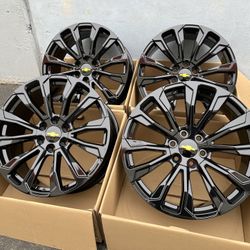 22” INCH CHEVY/GMC GLOSS BLACK DENALI STYLE WHEELS/RIMS 