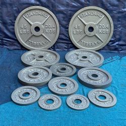 SET OF OLYMPIC CAP PLATES  (PAIRS OF)  : 45s  35s  25s  10s  5s  2.5s