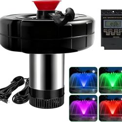 Pond Fountain Aerator,with Dynamic LED RGB Lighting,Adjustable Modes, Digital Timer -Pond fountain
