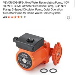 VEVOR 009-BF5-J Hot Water Recirculating Pump, 110V, 180W 10 GPM Hot Water Circulation Pump,