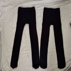 Set of 2 Black Thick Opaque Winter Tights / Thermal Footed Tights