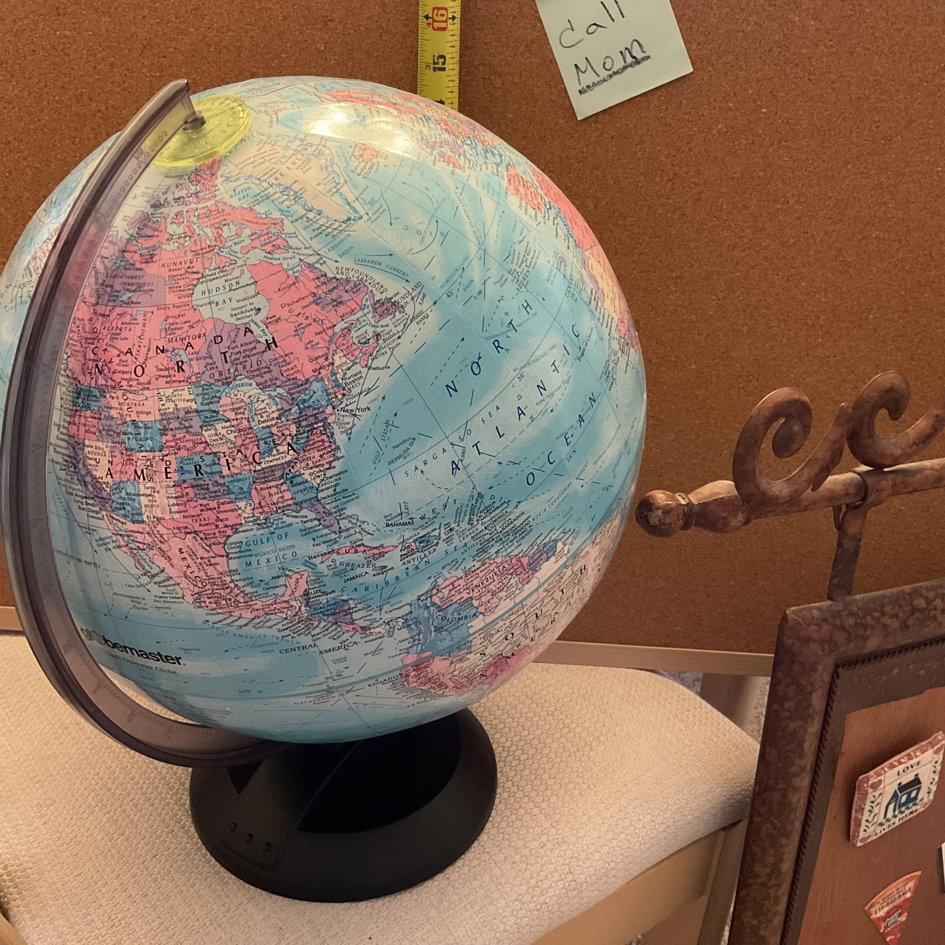 15” Globe By Globemaster, Cork Board & Magnetic Message Board — 3pc Lot