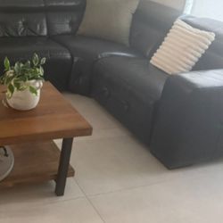 SECTIONAL GENUINE LEATHER RECLINER ELECTRIC BLACK COLOR.. DELIVERY 🚚 SERVICE AVAILABLE 💥🚚💥