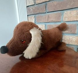 Dachshund Brown Beige Ears CM Paula 1977 Vintage Plush USA Made Weiner Dog 13"
