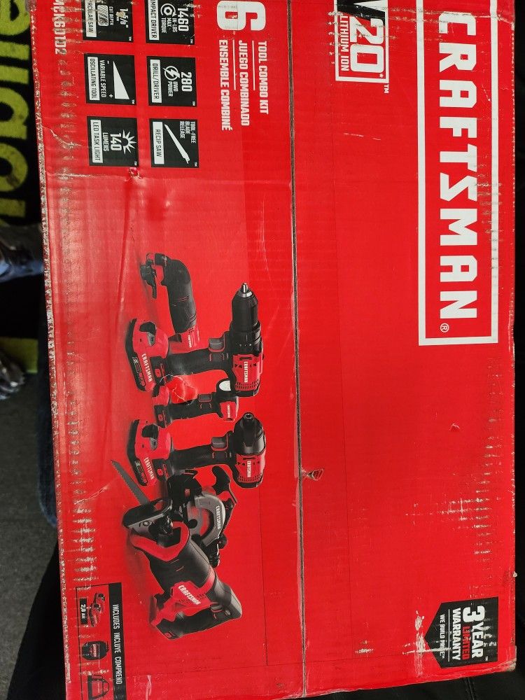 Craftsman V20 Max 6 Tool Power Combo Kit. 2 Batt Incl