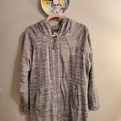 Long, zip-front hoodie Athleisure Knit Long Jacket from Maurices XXL relaxed fit