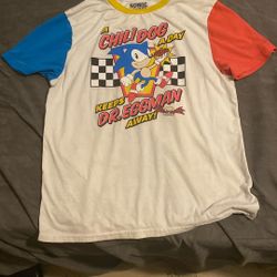 Sonic The Hedgehog Short Sleeve Shirt White Great Condition