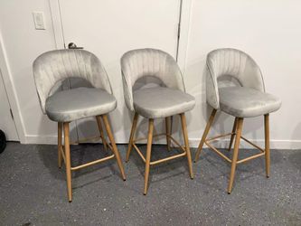 Modern Upholstered Bar Stools with Gold Legs