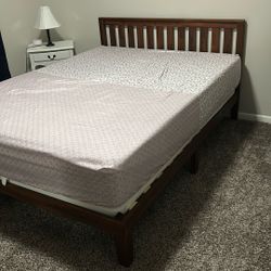 Zinus Natural Wood Headboard Bed Frame And Memory Foam Mattress Included 