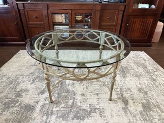 Oval Cocktail Table / Italian Design, Metal & Glass