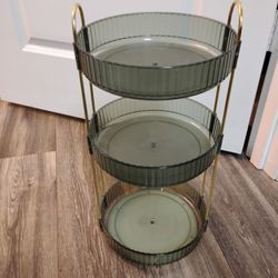 3 Tier Makeup Organizer Rack, Bathroom Counter Organizer 360 Degree Rotation Space Saving Cosmetic Countertop Organizer for Bathroom (Green) 17"HX9"D
