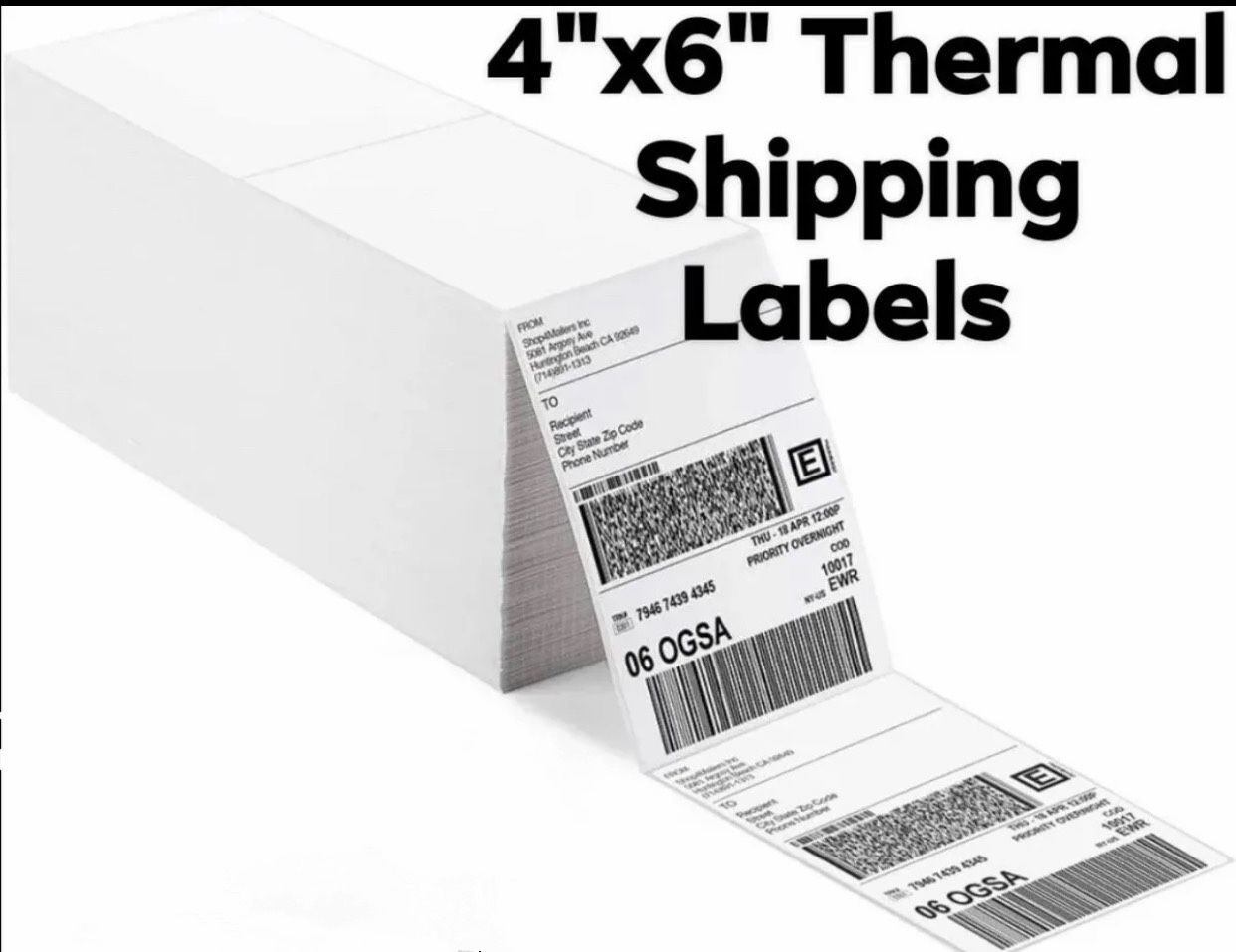1000 4 x 6 Fanfold Direct Thermal Shipping Labels White Rollo Zebra Printers 