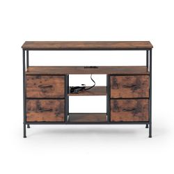 Homy Casa Clay 43.3“ Entertainment Center with Charging Station and 4 Drawers