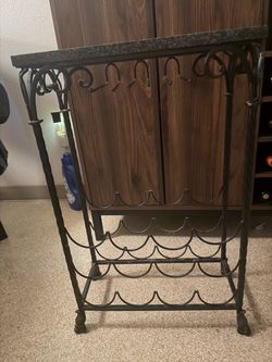 Wrought Iron Wine Rack with Granite Top