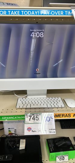 Apple Desktop with keyboard and mouse and box