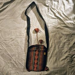 Pinzón Branded, Navy Blue, Orange, and White Boho Style, Cross-Body Shoulder Bag