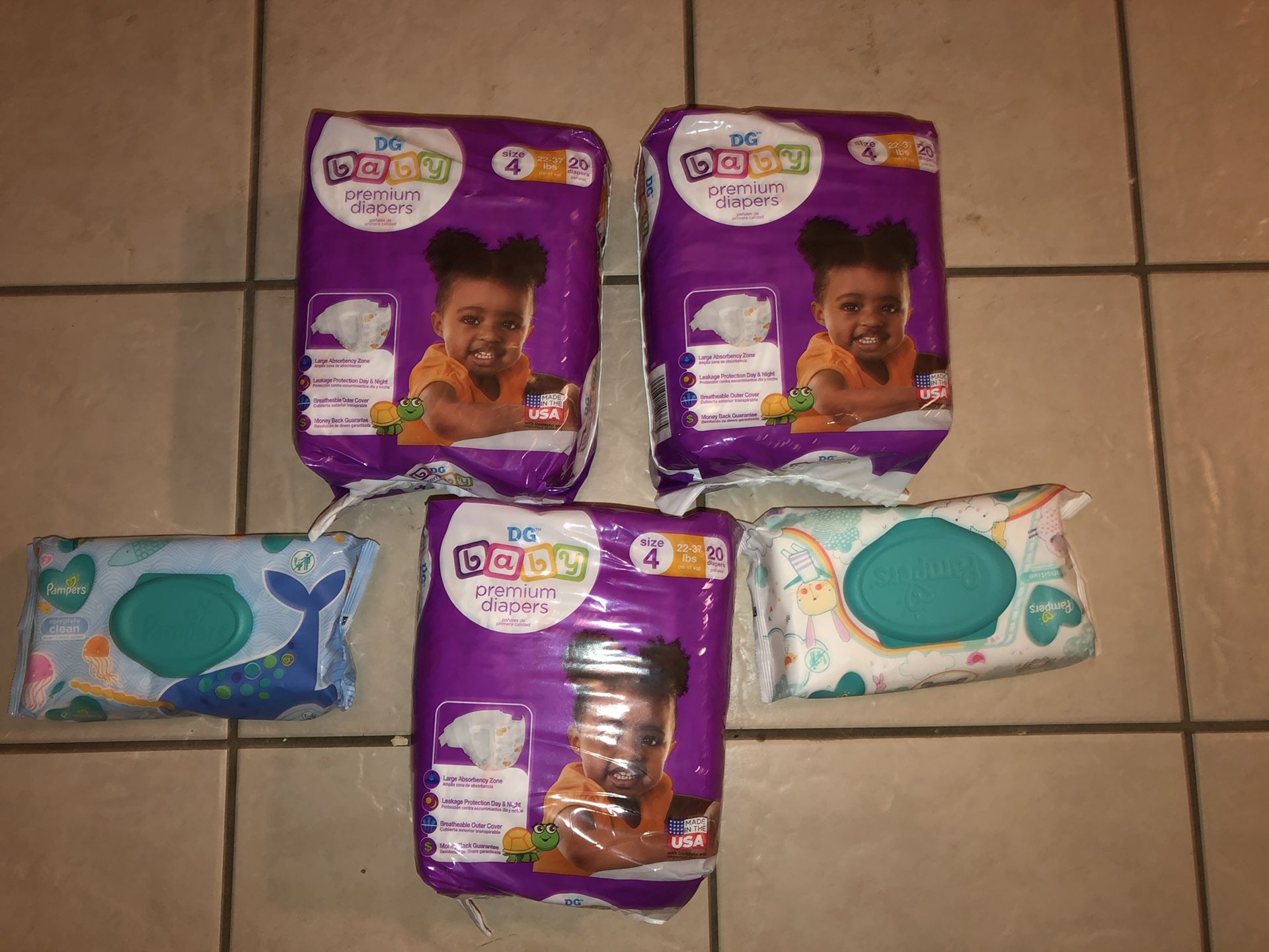 Baby diapers and pamper wipes