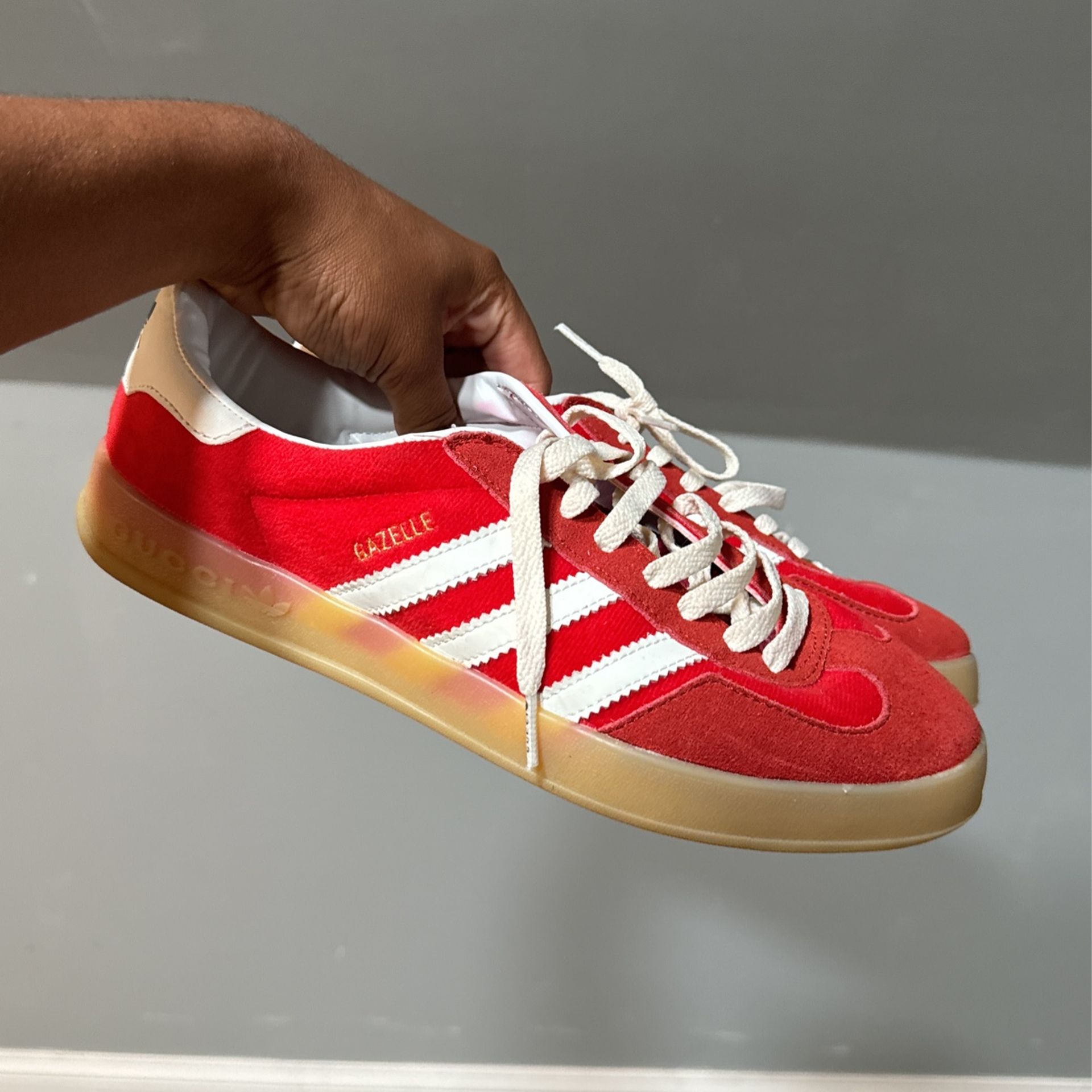adidas gazelle silver green womens Gucci x Adidas Gazelle Sneakers