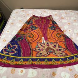 NWOT Soft Surroundings Marguerite Maxi Skirt In Bora Bora Scarf Print Women’s