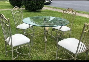 Glass table 4 chair