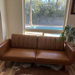 Brown Faux Leather Couch