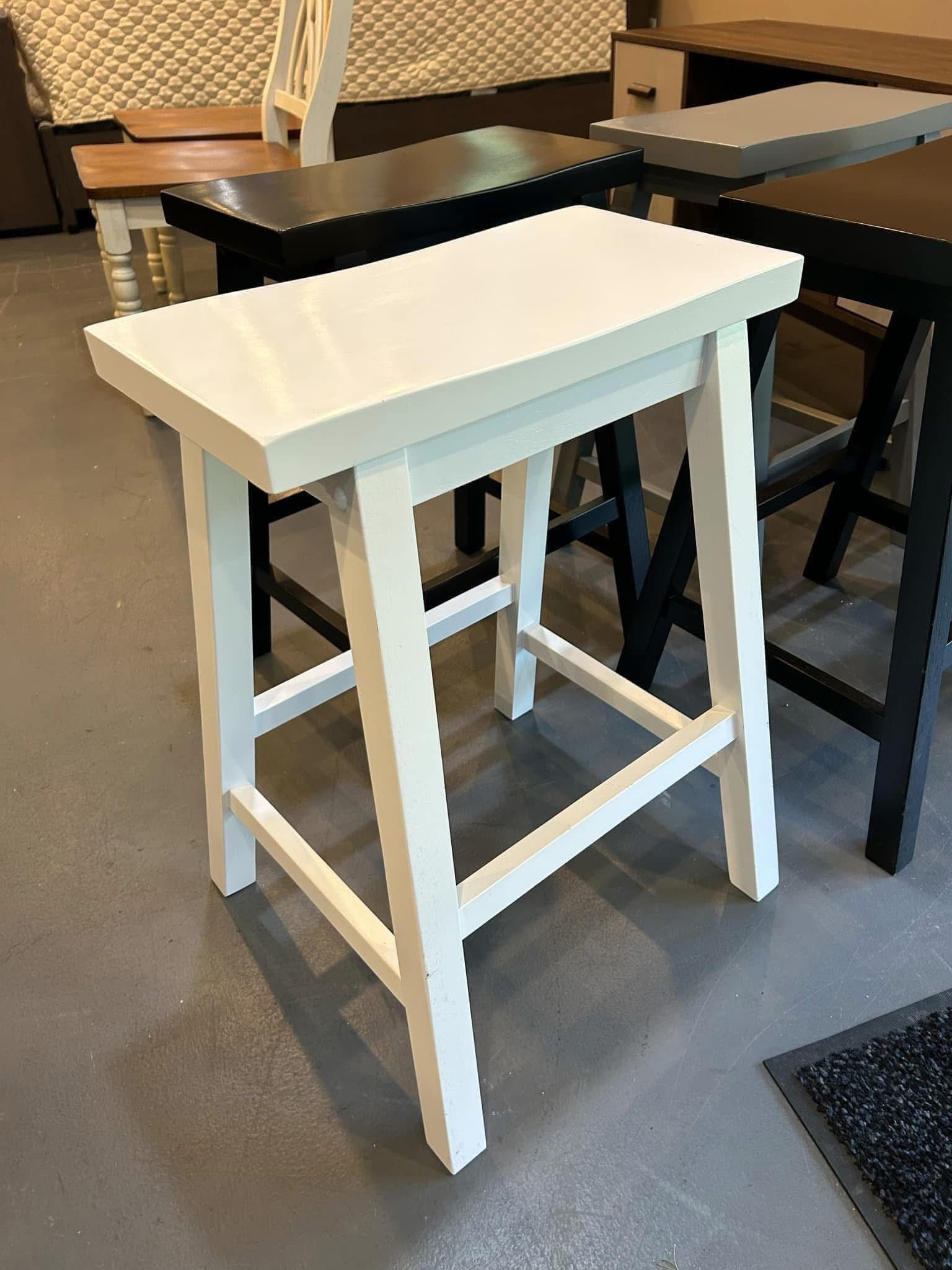 New White Saddle Stool Set (2)