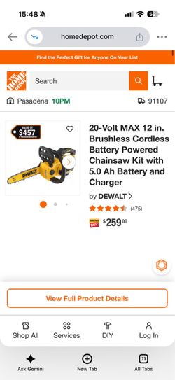 DEWALT 20V MAX 12in Brushless Cordless Chainsaw Kit