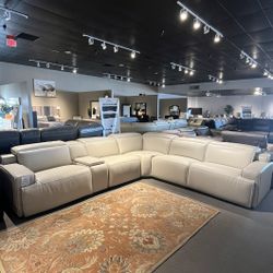 6PC Leather Power Sectional Reclining 