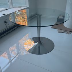 Glass Chrome Table .. Good With Four Chairs Around