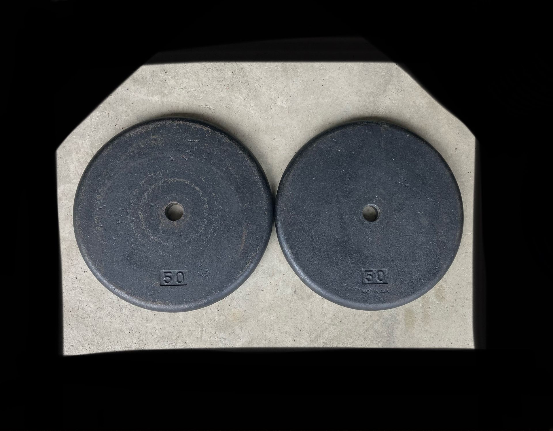50 lb Standard 1” weight plate set lbs weights 50lb 50lbs Cast Iron plates Flat Pancake style