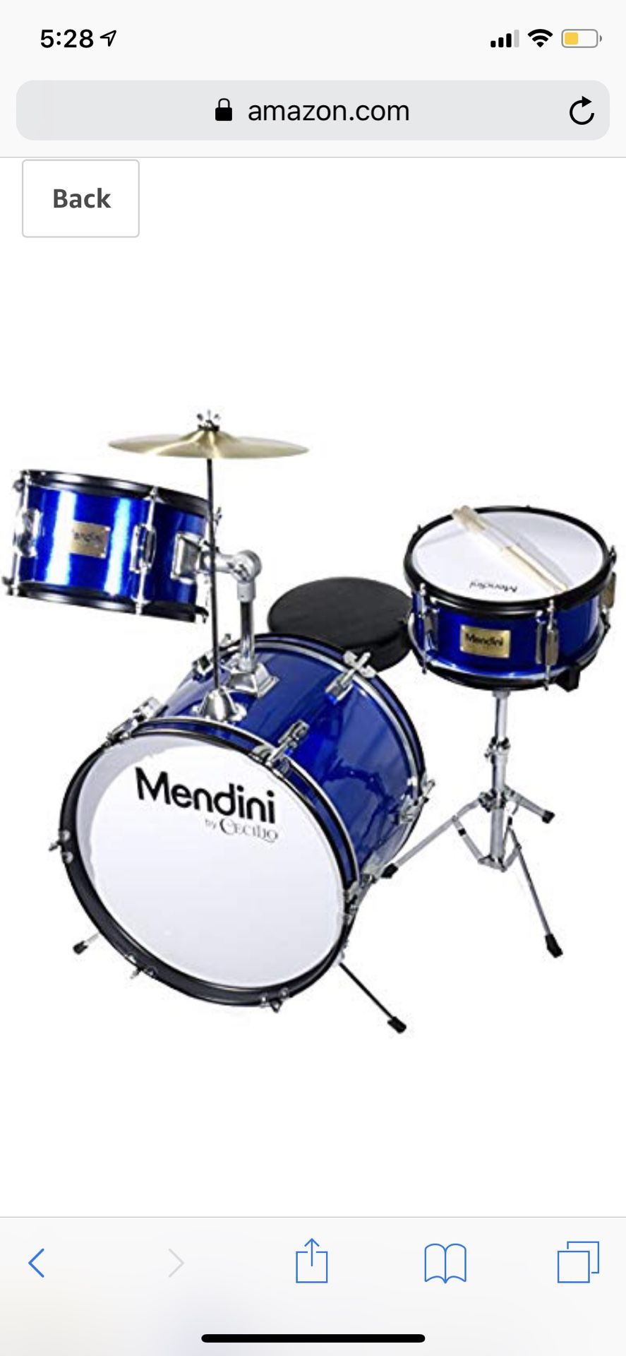Mendini junior drum set 16”