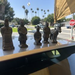 5 Vintage Chinese Terracotta Clay Pottery Warrior Army Soldier 