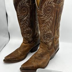 JUSTIN Boots Women's Western - Size 5 1/2 B Brown L4332 Stitched  Mid Calf