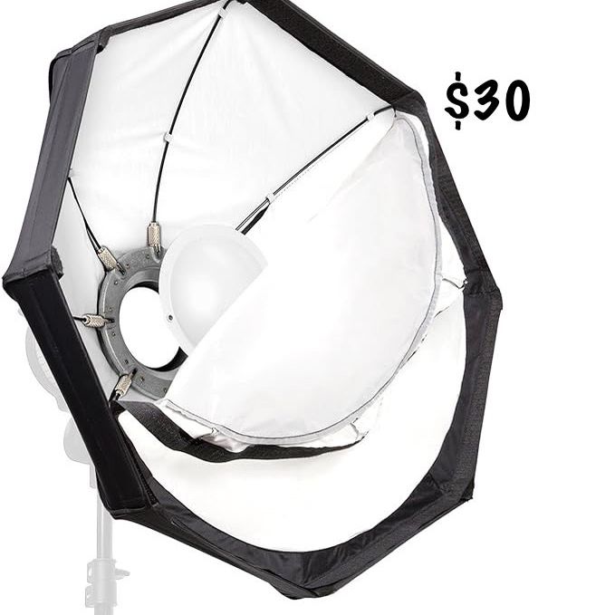 Bowens Mount Softbox 22 inch Diameter Octagonal Soft Box Combination with Speedring and White Diffuser for Flash Strobe Lights, Monolights
