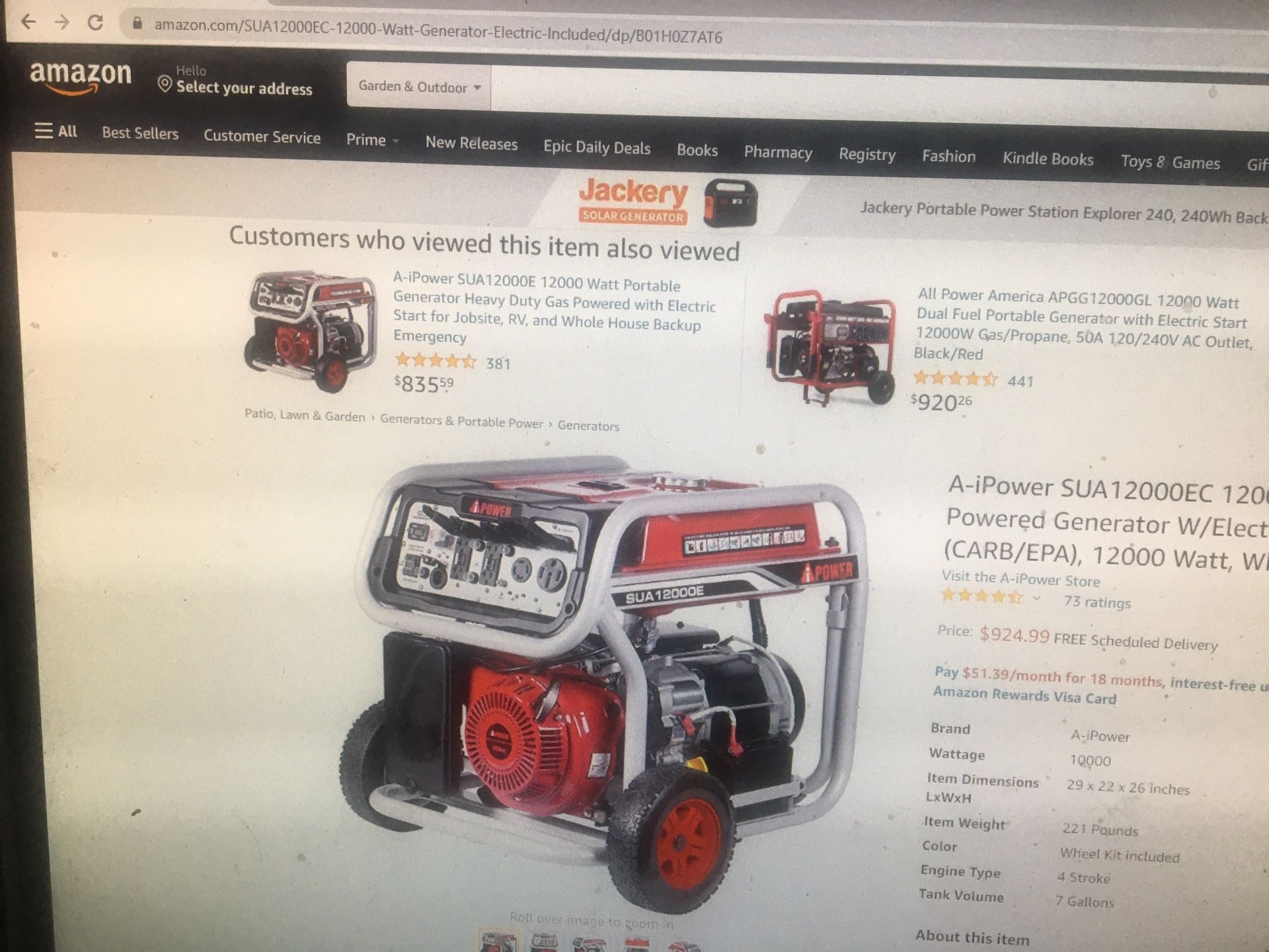 Brand New IPower 12,000 Watts Gas Generator Electric Start