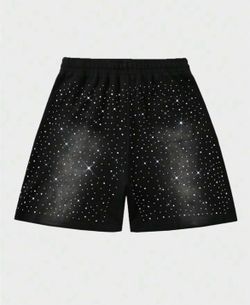 Black Rhinestone Shorts