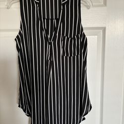 Black And White Striped Sleeveless Top/blouse, Size XS