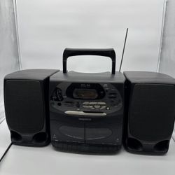 Magnavox AZ2808 Boombox Dual Cassette Player AM/FM