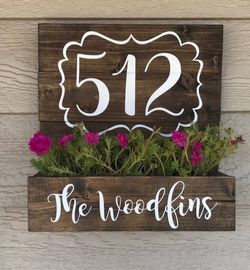 Welcome address Display planter box house number box rustic farmhouse style decor