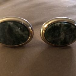 MID CENTURY JADE & GOLD CUFFLINKS