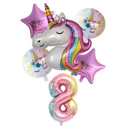Unicorn cute 6pcs foil balloons New.